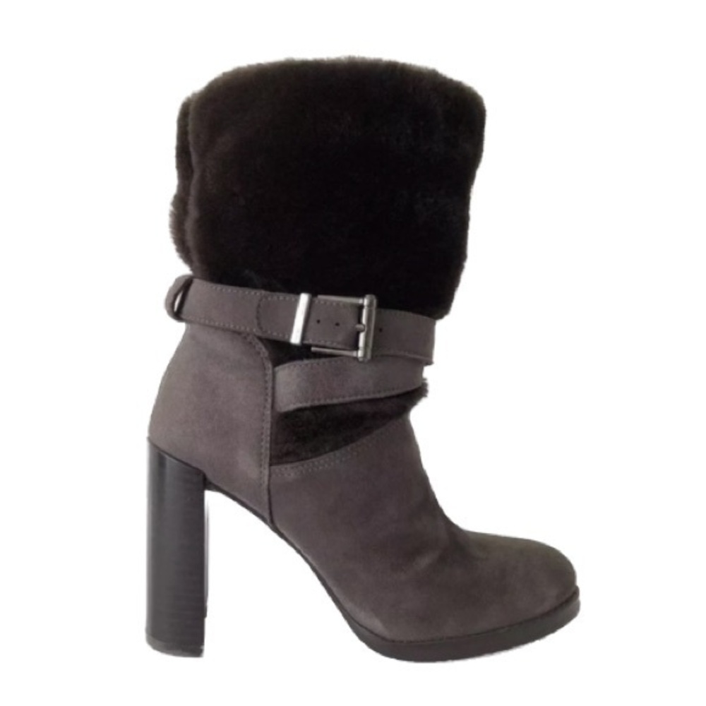 STUART WEITZMAN FURSTUP SLATE GRAY SUEDE BOOTIES